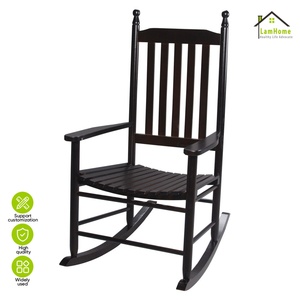 Fauteuil à bascule vintage en bois de peuplier brun foncé pour adulte, chaise de loisirs en bois massif pour <span class=keywords><strong>salon</strong></span>, balcon, ou sieste des personnes âgées - Product Image 4