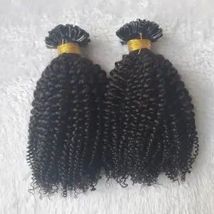 2022 new fashion 100% Indian human virgin hair natural color kinky curly double drawn invisible seamless u tip hair extension