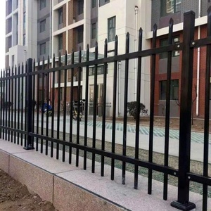 Clôtures de <span class=keywords><strong>jardin</strong></span> <span class=keywords><strong>en</strong></span> acier revêtu noir, avec panneaux de clôture, portail carré supérieur, poteaux de clôture, treillis métallique et design de clôtures <span class=keywords><strong>en</strong></span> poudre, pour parking - Product Image 5