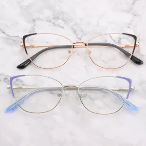 YC 2024 hot sale cateye alloy spectacle frames unique thin metal optical frames lovely women metal glasses frames