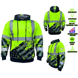 Beautiful Custom American Grit Hi Visibilidade Reflective ANSI Classe 3 Outdoor Safety Hoodie Vestuário