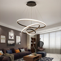 Décoration suspendue simple, anneaux circulaires en acrylique doré, lustre moderne de luxe à LED