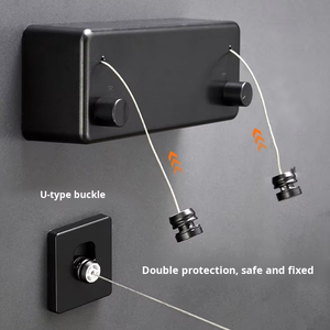 Corde <span class=keywords><strong>à</strong></span> <span class=keywords><strong>linge</strong></span> sans vue pour salle de bain, 5.1m, corde <span class=keywords><strong>à</strong></span> <span class=keywords><strong>linge</strong></span> rétractable <span class=keywords><strong>à</strong></span> double fil pour séchage de couette de vêtements de balcon - Product Image 1