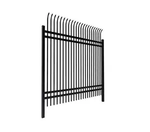 Disesuaikan 3 rel baja melengkung pagar besi tempa pagar pagar logam untuk dijual