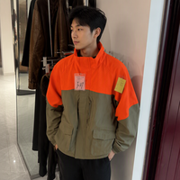 Veste de travail d'hiver pour homme en toile de coton tissée délavée, robuste, grande taille, color block, vêtement d'extérieur décontracté