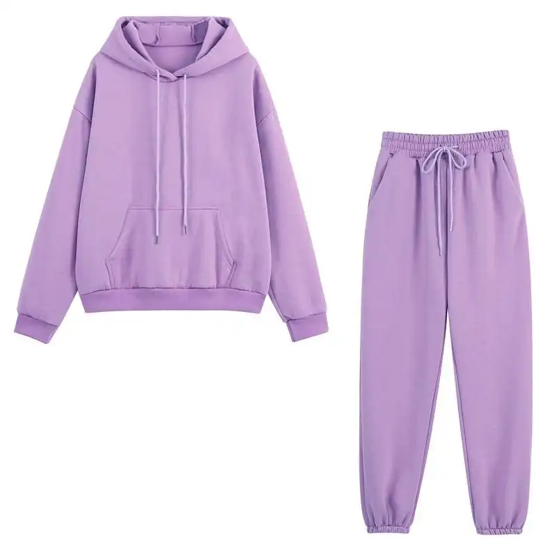 Children Girls High Quality Cotton French Terry Hoodie and Sweat Pants Teenager Solid Color 2 Piece Winter Clothes Sets