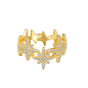 Bagues Zircon en cuivre plaqué or 18 carats à la mode huit étoiles de haute qualité-Styles à la mode pour les femmes - Product Image 2