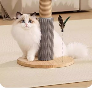 Arbre à chat en bois durable avec support pour pattes de chat, poteau à gratter, structure d'escalade pour l'auto-divertissement, la relaxation, planche à gratter - Product Image 3