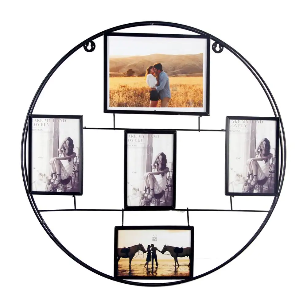 Hot Sale New Unique Fashion Design Creative Metal Iron Craft Large Round Picture Photo Frames For Wall Decoration