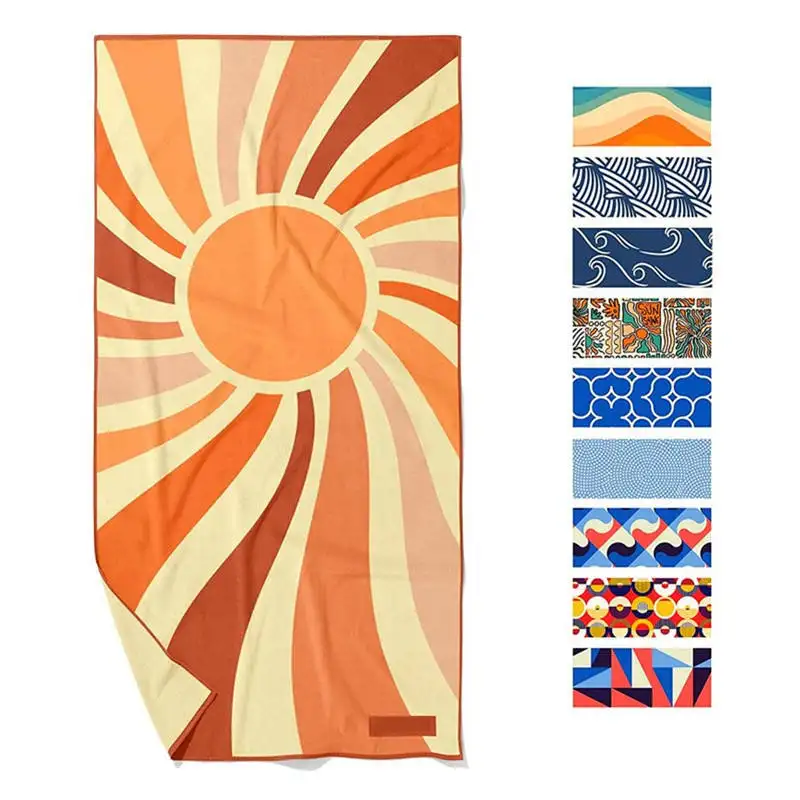 कस्टम लोगो त्वरित शुष्क रेत प्रूफ पुनर्नवीनीकरण तौलिया माइक्रोफाइबर प्रिंट स्विमिंग बीच तौलिया रिप्रेव तौलिया