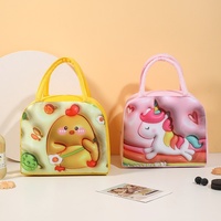 Nouveau sac à lunch en tissu Oxford à motif de dessin animé 3D, boîte à bento de grande capacité, fourre-tout isolé avec feuille d'aluminium KT02