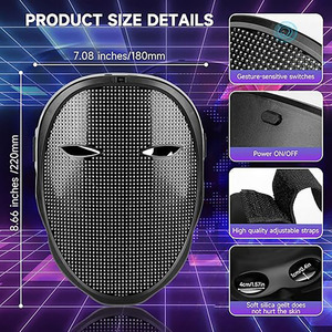 Máscaras LED Inteligentes con Control por Aplicación Bluetooth, Máscara LED con Pantalla, Programable, Cambia <span class=keywords><strong>de</strong></span> <span class=keywords><strong>Cara</strong></span>, Personaliza con <span class=keywords><strong>Fotos</strong></span> para Halloween - Product Image 5