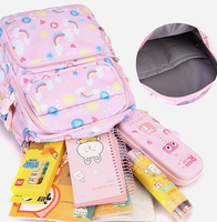 Dernier ensemble de sacs d'école 3-en-1 de dessin animé mignon en nylon étanche livre sac à dos boîte à lunch pour garçons filles fermeture à glissière style tendance