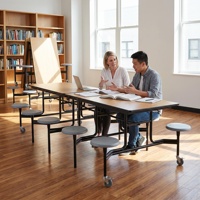 Table et chaises pliantes mobiles directes d'usine, 8/12 places, pour conférence, formation, cantine scolaire, cuisine, utilisation moderne en acier