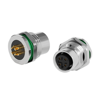 Connecteur industriel étanche IP67 M12 à montage sur panneau, type à écrou de verrouillage frontal, découpe fixe de 16,2 mm, en acier inoxydable 2-5 broches