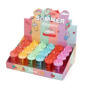 24 adet/kutu içecek şişesi dudak balsamı dudak bakımı dudak yağı meyve ruj nemlendirir baz sevimli makyaj çocuklar kozmetik