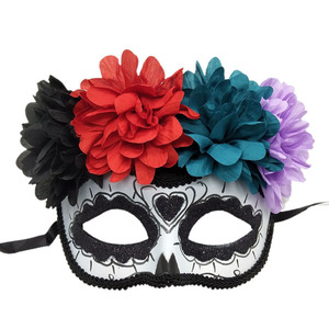 Máscaras Mexicanas del Día de los Muertos para Bailes de Máscaras, Máscaras de Halloween con Flores de Diablo de Fuego, Cosplay, Actuación, Fiesta de Carnaval - Product Image 4
