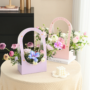 Valentine's Day Floral Art Bouquet Packaging <strong>Box</strong> Hand-Held Fresh <strong>Flower</strong> Gift <strong>Box</strong> Simple English Ivory Board <strong>Flower</strong> Shop Supplies - Product Image 6
