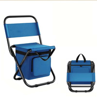 Chaise de pêche pliable 3 en 1 avec sac isotherme, tissu Oxford 600D, chaise de camping portable pour l'extérieur