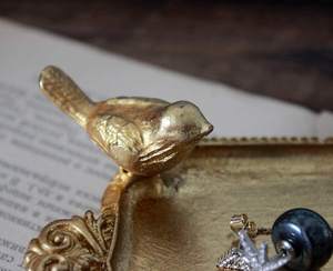 Fabricage Groothandel Custom Antieke Trinket Dish <span class=keywords><strong>Vintage</strong></span> Golden Zinklegering Metalen Sieraden Lade Met Vogel - Product Image 3