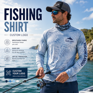 Chemise de pêche respirante à manches longues, anti-transpiration, extensible dans 4 directions, douce, haute performance, protection solaire UPF 50+, logo personnalisé, séchage rapide - Product Image 1