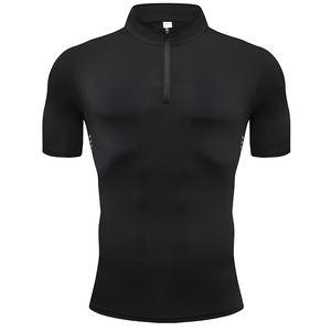 T-shirt sportiva unisex a mezza zip a manica corta in maglia stampata a trasferimento termico, in poliestere ed elastan 220g, ad asciugatura rapida, ideale per palestra e corsa - Product Image 5