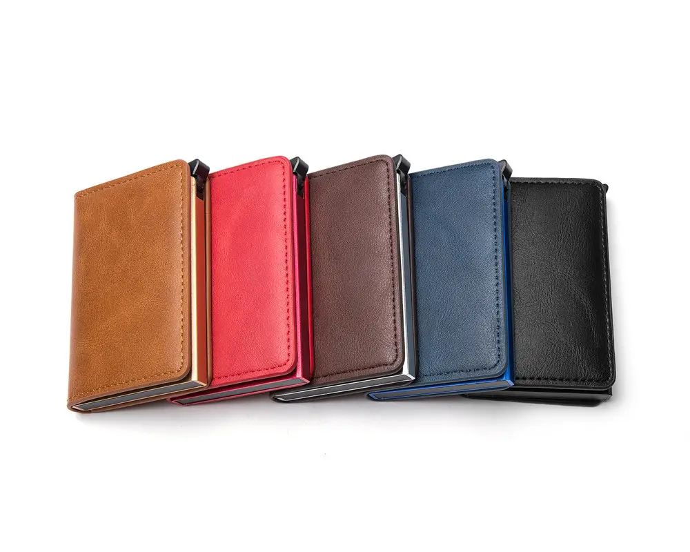 Anti-magnetic anti-theft aluminum credit card clip slim multifunctional pu wallet RFID Blocking wallets Card Holder case