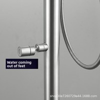 Colonne de douche autoportante en acier inoxydable 304 pour extérieur, plage, villa, jardin, hôtel, avec pommeau de douche pluie