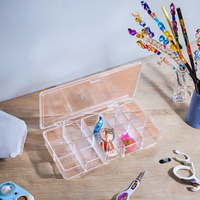 Boîte de rangement en plastique acrylique transparent à 10 compartiments pour bijoux, perles, autocollants, fournitures d'artisanat, recyclable