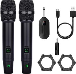 2.4GHz Professional Rechargeable <b>Receiver</b> with 6.35MM(1/4") and 3.5MM(1/8") Handheld Karaoke Microphone for Singing Church - Product Image 1