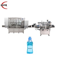 HZPK Ligne de remplissage automatique à 8 têtes avec pompe à engrenages et étiqueteuse double face pour liquides, pâtes, détergents, bouteilles en verre et en plastique