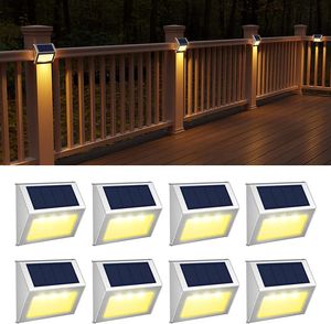 โคมไฟติดผนัง LED 3 ดวง รุ่นโซลาร์ สแตนเลสสตีล IP55 |   ระยะเวลาใช้งาน 6 ถึง 9 ชั่วโมง |   ไฟส่องขั้นบันไดและรั้วกลางแจ้งแบบไม่ใช้สาย |   วอร์ม/ไวท์ - Product Image 1