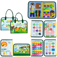Tableau d'activités Montessori en feutre personnalisé avec logo pour enfants, livre d'activités 8 pages, tableau d'activités préscolaire en feutre pour l'apprentissage