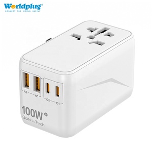 Worldplug International Worldwide Adaptador de viaje Adaptador eléctrico Enchufe Adaptadores de carga universales para computadora portátil móvil - Product Image 1