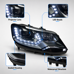Conjunto de Faros Delanteros LED BK para Volkswagen <span class=keywords><strong>Sharan</strong></span> <span class=keywords><strong>2014</strong></span>, Actualización de Faros Delanteros con Lente de Proyector, Señal de Giro LED - Product Image 3