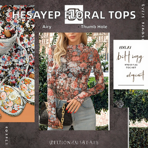 Hesayep Women's Stylish Printed Wholesale Fashion <b>Stand</b> Collar Floral Leopard Casual Summer Long Sleeve Elegant Blouses - Product Image 2