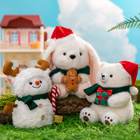 Vente flash, jouets en peluche super doux pour Noël, bonhomme de neige, lapin, ours polaire, accessoires de décoration, animaux en peluche de dessin animé