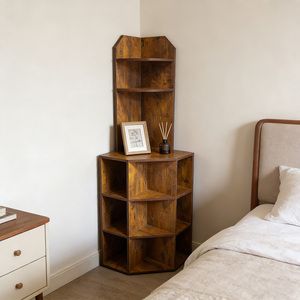 رف كتب خشبي موفر للمساحة بتصميم عصري لغرفة المعيشة والمكتب المنزلي وغرفة النوم - Product Image 2