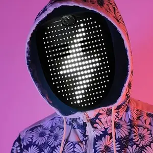 Maschera LED Ricaricabile USB con Effetto Musicale e Sensore di Movimento, Maschera LED Luminosa per Halloween per Bambini/Adulti per Feste in Costume - Product Image 1