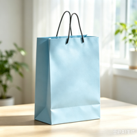 Sac en papier avec logo de marque personnalisé, élégant et réutilisable, sac cadeau et sac à vêtements de luxe bleu clair pour boutique de Noël