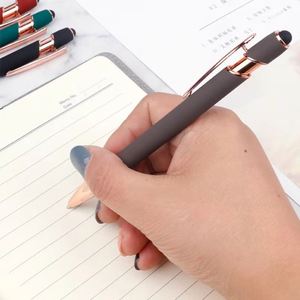 Stylo sport personnalisé avec logo d'usine, 2-en-1, en métal orange, avec impression UV, encre noire 1,0 mm, nouveauté pour cadeau - Product Image 3
