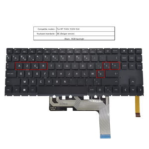 Teclado para Portátil BE Belga con Retroiluminación RGB para HP Omen 15-EK 15-<span class=keywords><strong>EN</strong></span> 16-K 15Z-<span class=keywords><strong>EN</strong></span>, Nuevo, Negro, Distribución AZERTY - Product Image 1