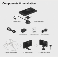Kit de moniteur DVR IPS 7 pouces pour flotte de camions 12-36V | Système de caméra de recul avec enregistrement en boucle 2CH, capteur G ADAS, 1080P, bouton tactile