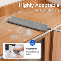 Plumeau à microfibres lavable en gros avec manche télescopique pour espaces étroits sous les meubles et les appareils électroménagers, plumeau de nettoyage ultra-plat
