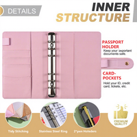 Carnet à spirales A6 personnalisé en cuir PU avec enveloppes zippées pour la gestion budgétaire et l'épargne