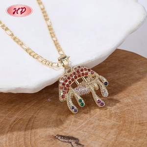 สร้อยคอจี้รูปปากหยดน้ำประดับเพชรซิคอนสีรุ้ง ชุบทอง 18K จากโรงงานขายส่ง สำหรับผู้หญิง ของขวัญงานปาร์ตี้สุดอินเทรนด์ - Product Image 1