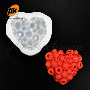 Moule en silicone 3D en forme de cœur de framboise AK pour bougies en résine, moule à gâteau mousse, décoration de gâteaux, moule à chocolat, béton, décorations DIY, époxy, bonbons - Product Image 3