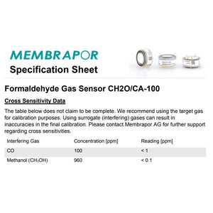 Sensor de Formaldehído Membrapor Ch2o/Ca-100, Monitor de Calidad del Aire, Cumple con RoHS de Suiza - Product Image 4