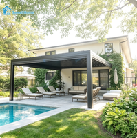 Pergola bioclimatique moderne en aluminium Sweet Home avec toit motorisé rotatif, éclairage LED intégré, gazebo durable pour villa, terrasse, piscine