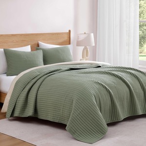 Copriletto verde salvia Set di biancheria da letto per tutte le stagioni con 2 cuscini Shams adatti per letto, divano - Product Image 2
